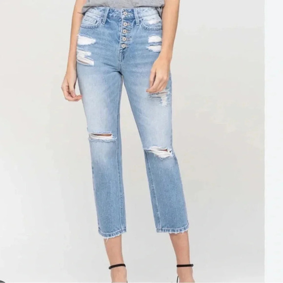 VERVET by Flying Monkey SUPER HIGH RISE DISTRESSED Jeans - Picture 1 of 7